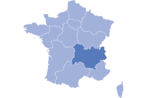 Carte de la région Auvergne Rhône Alpes